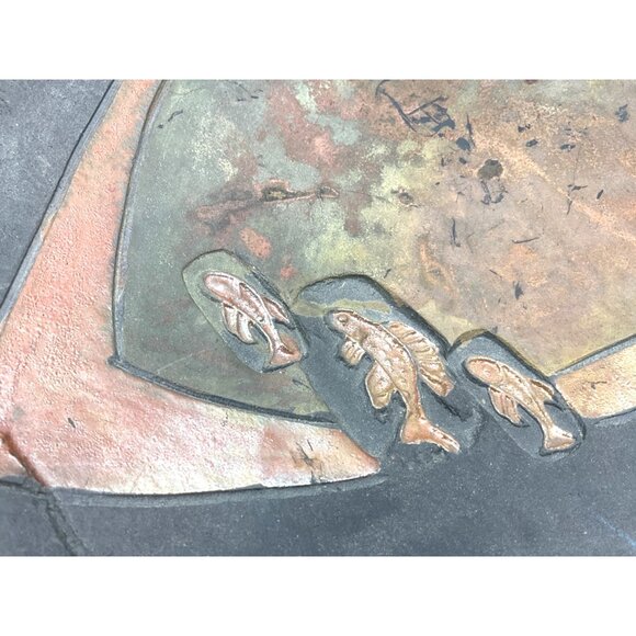 Signed Kimmberly Ioane 1992 Raku Ceramic Abstract Art Plate Wall Hanging Copper - Picture 10 of 14